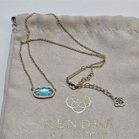 Kendra Scott London Blue and Gold Elisa Necklace - Picture 8 of 9